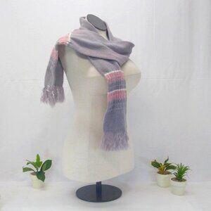 Hansen Women's Scarf Grey & Pink 66" Long Tassel to Tassel 6" Wide - USA
